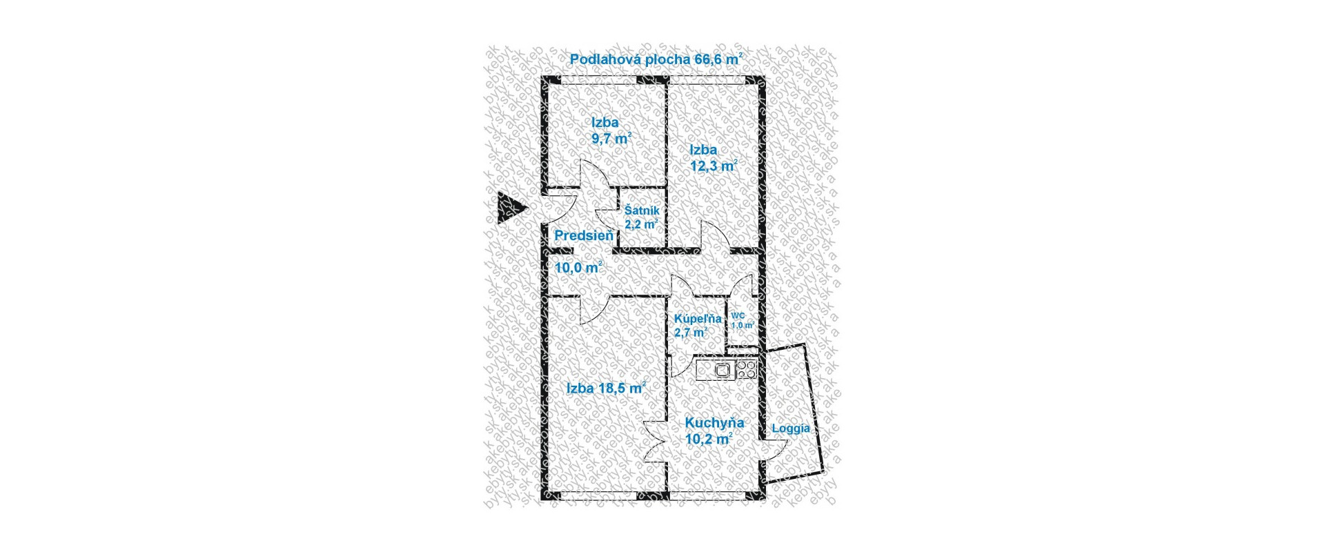 3 izbový byt, 68m2, ul.Krakovská, Košice-Železníky