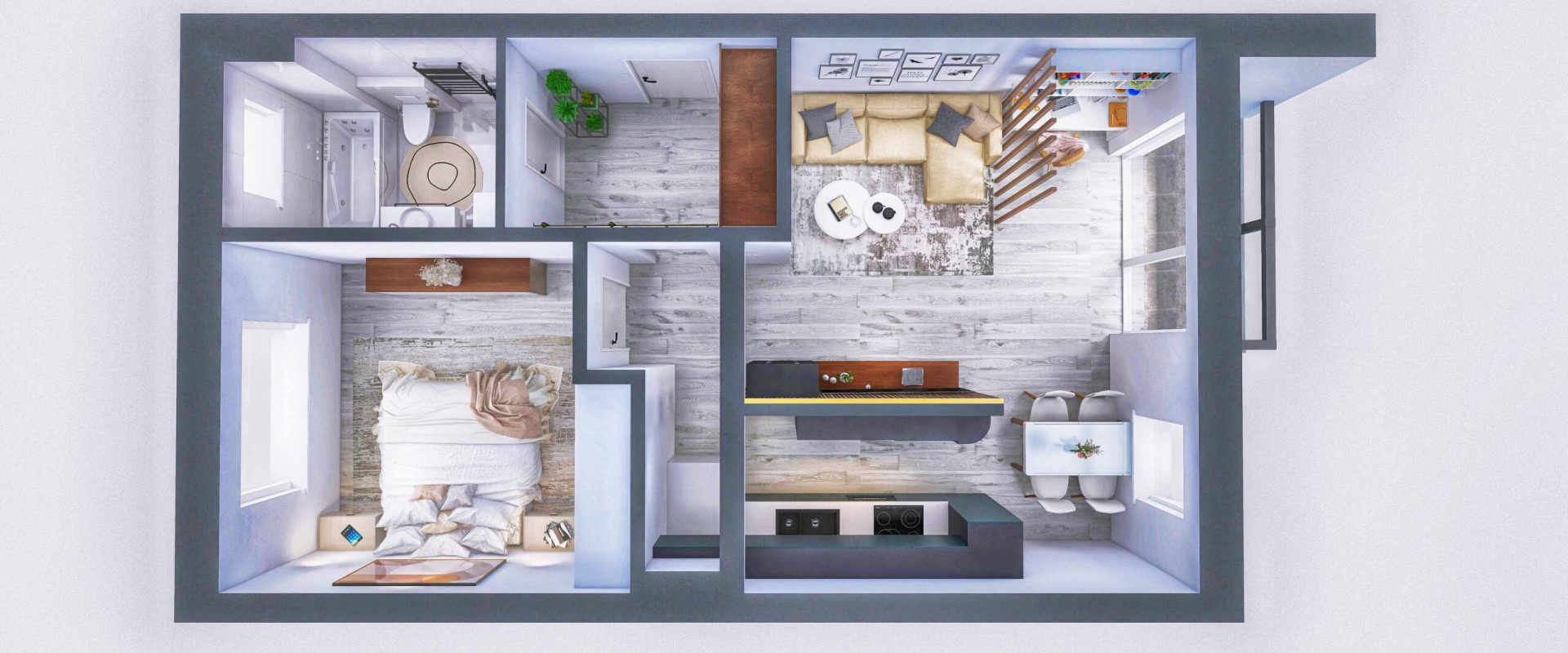 Priestranný 2-izbový byt v Pod Ráblom, Dvorníky