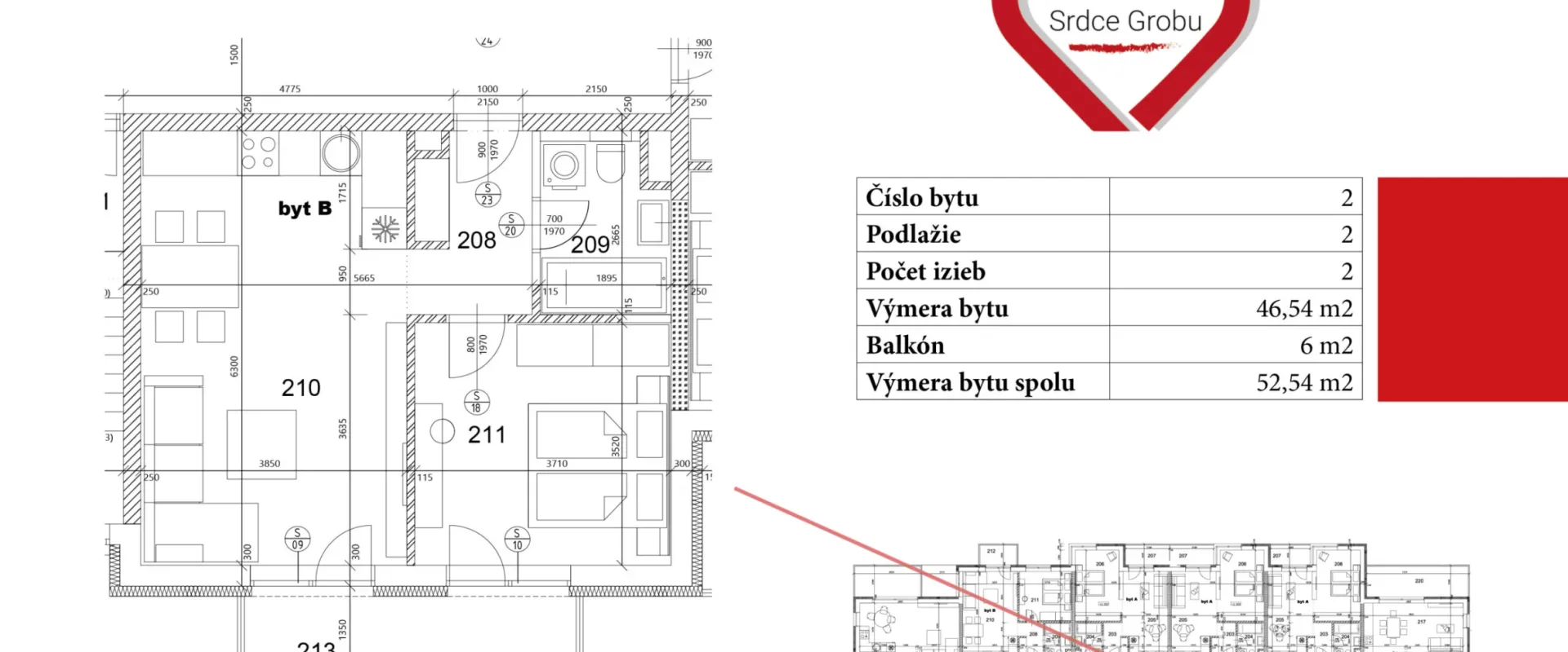 2-izbový byt s balkónom v projekte Srdce Grobu