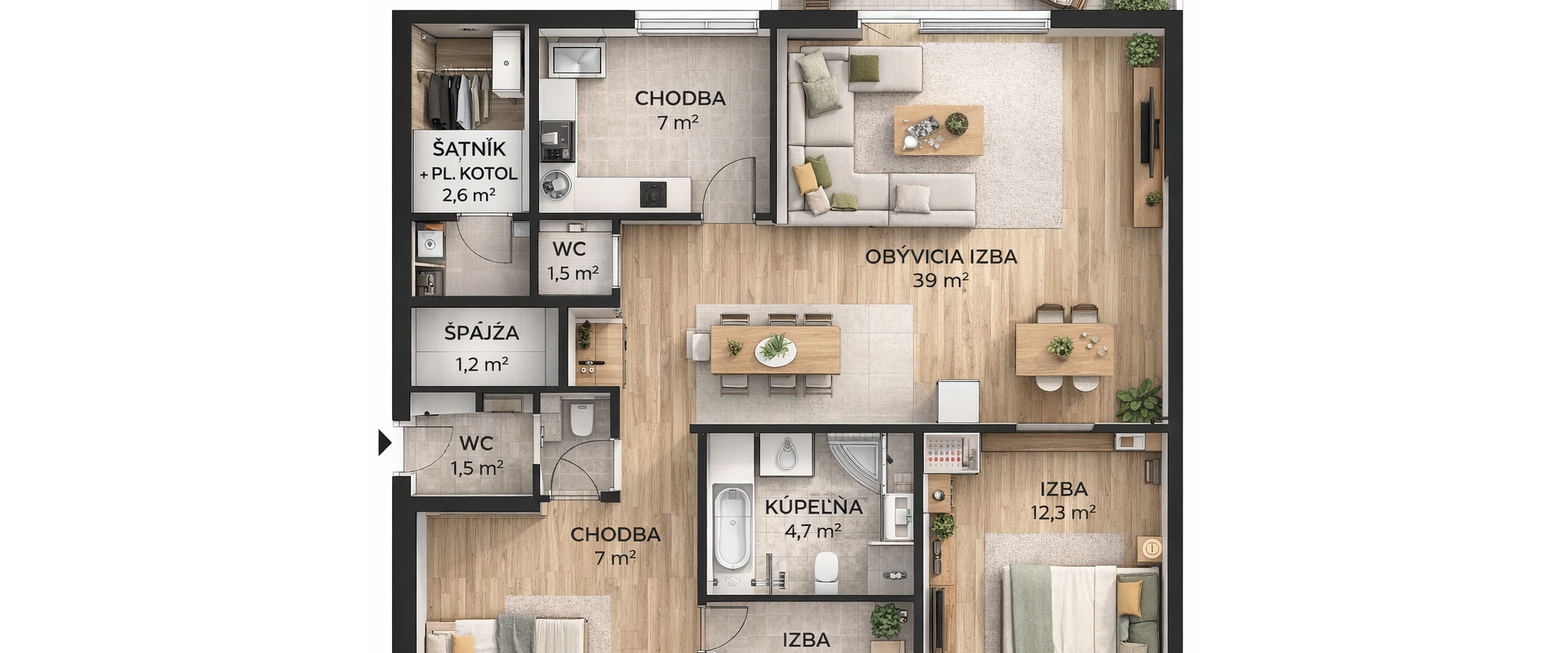 3-izbový byt Veľký Lapáš na predaj, výnimočná ponuka,164700€