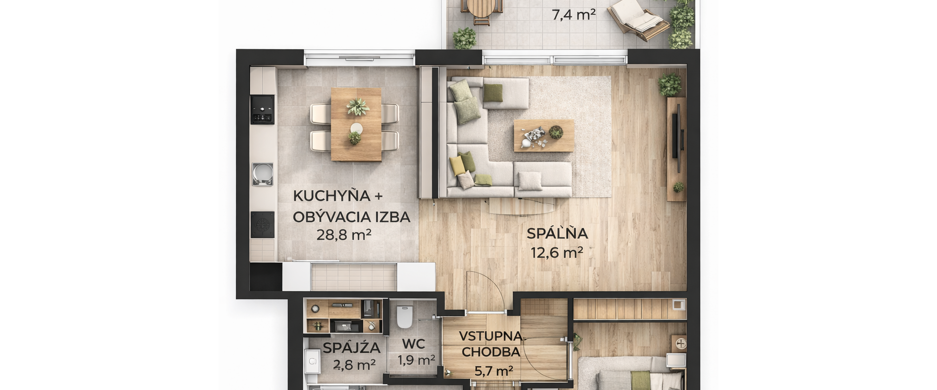 Na predaj 2-izbový byt s veľkým balkónom v centre Nitry