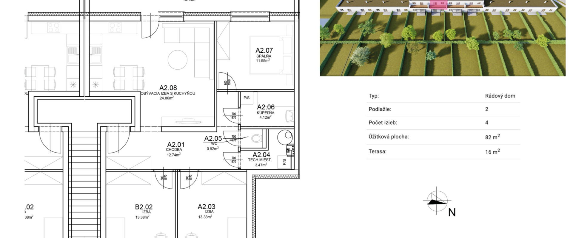 4-izbový radový dom s terasou 18 m² – bývanie pod lesom