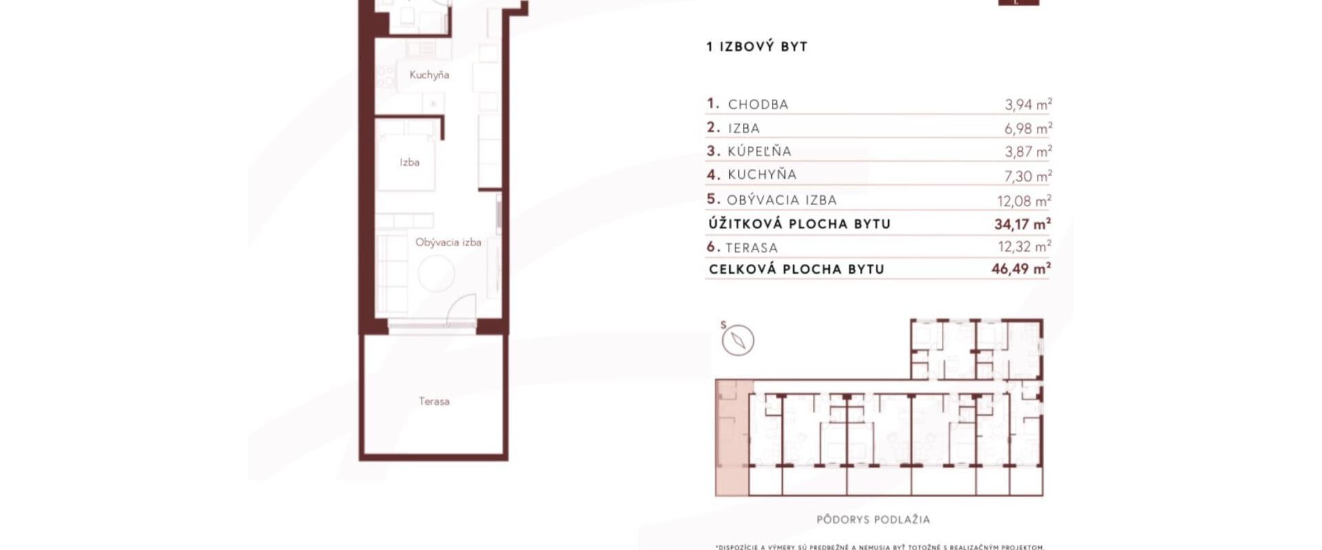 Nový 1,5 izb. byt s predzáhradkou a parkovacím miestom na prenájom v Rovinke.