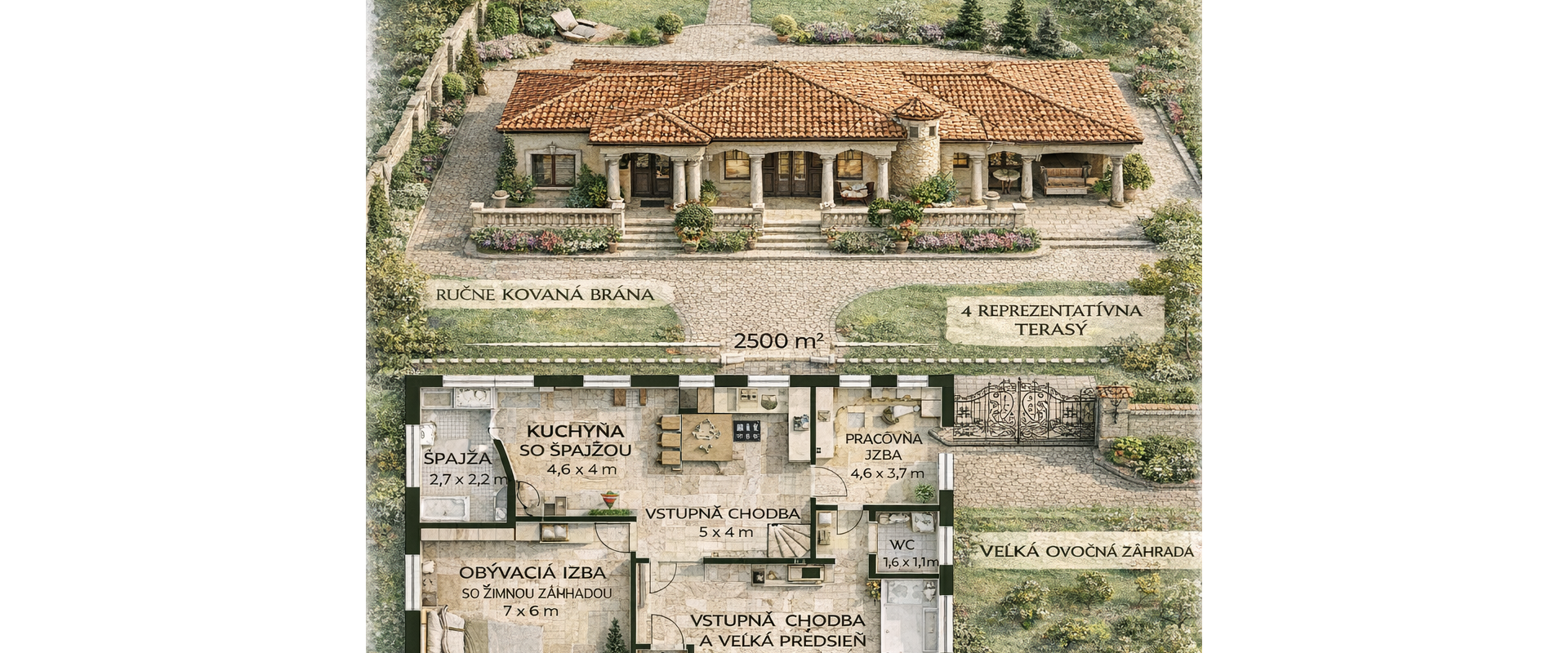 Krásny mediteran štýl rodinný dom v obci Biskupová