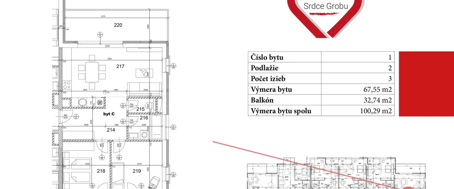 Priestranný 3-izbový byt s dvomi terasami Veľký Grob
