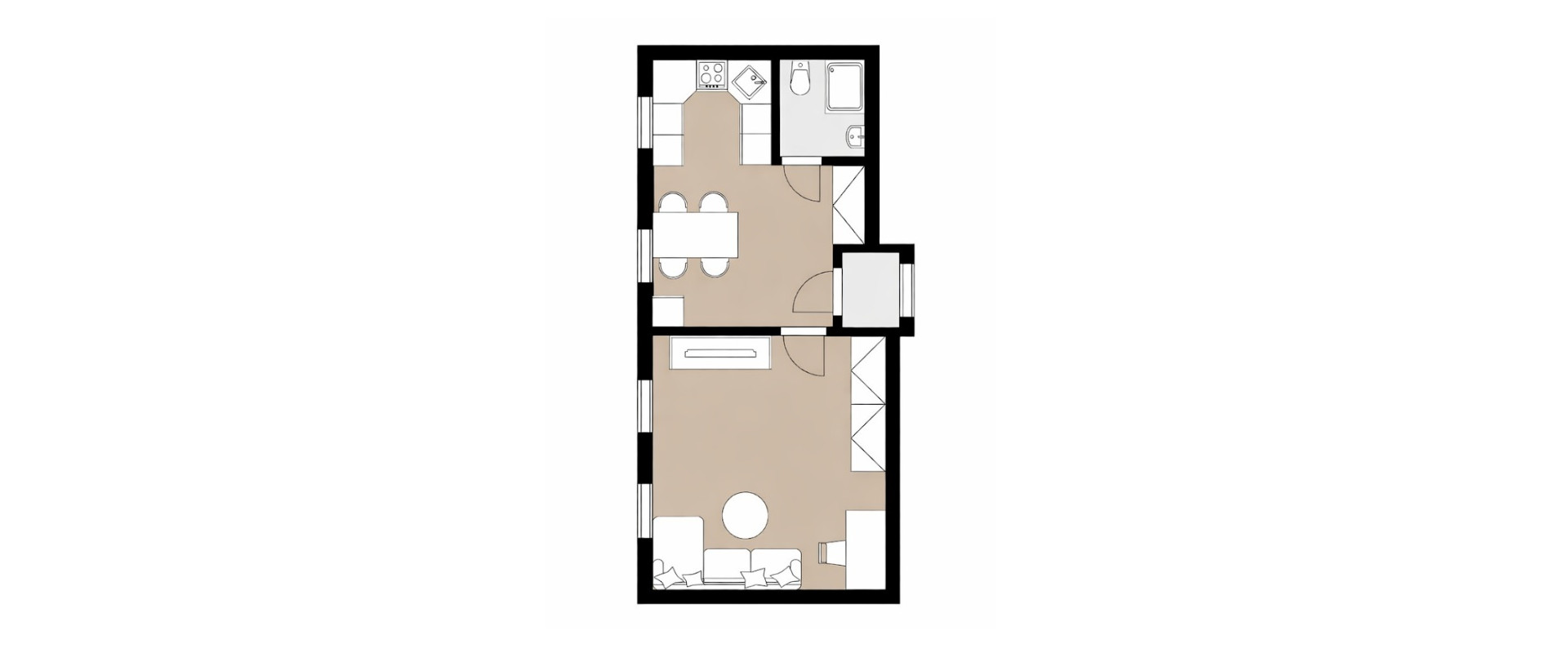 1.5izbový byt s predzáhradkou v pôvodnom stave
