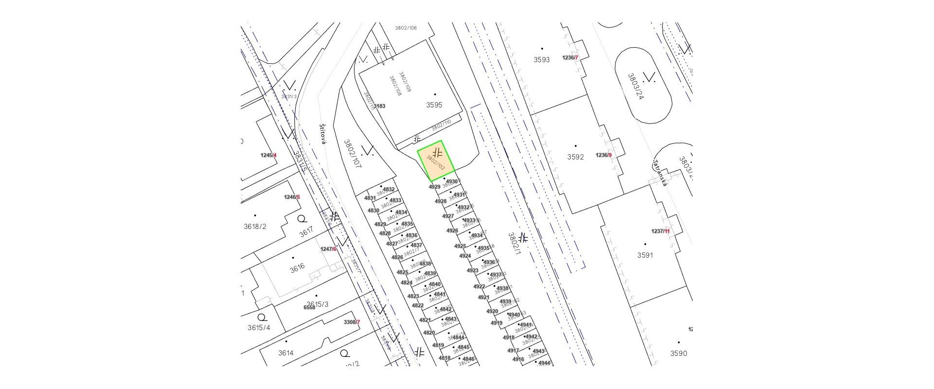 Na predaj: Pozemok na výstavbu garážových boxov – Košice, Staré Mesto (ul. Štítová)