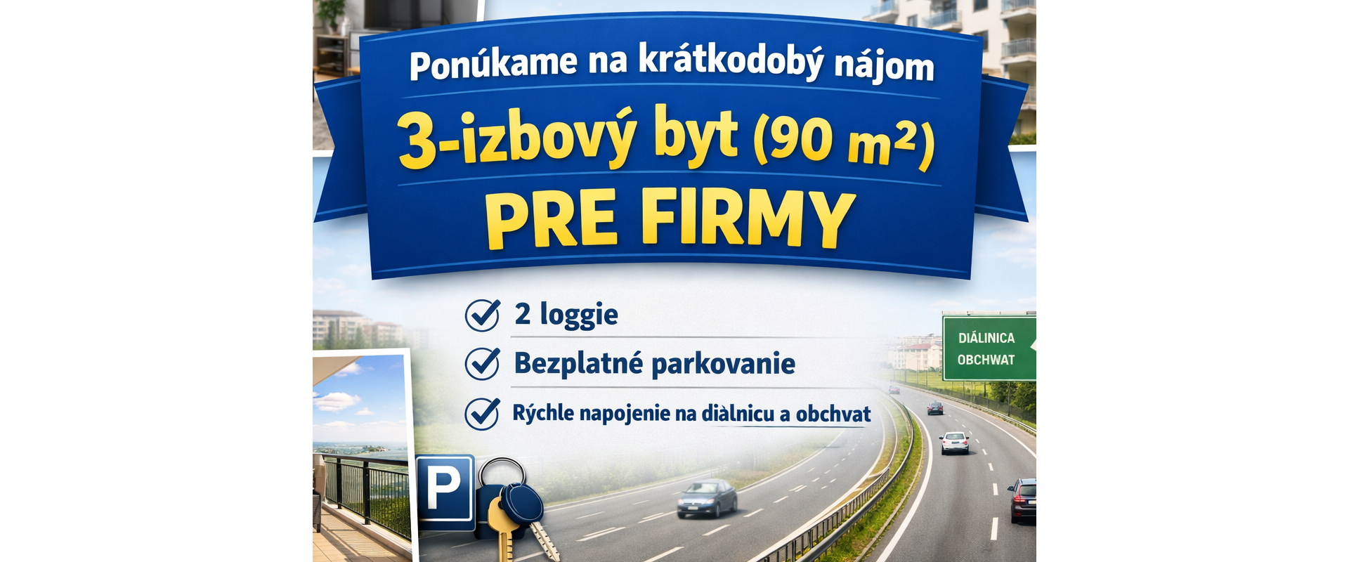 Ponuka krátkodobého prenájmu bytu pre firmy  – Trnava