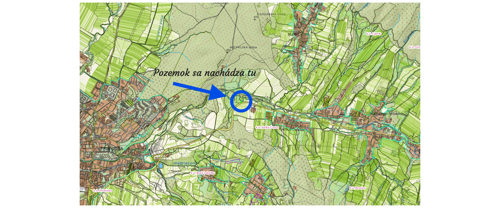Pozemok 632 m² pri hlavnom ťahu s potokom – Veľká Čausa