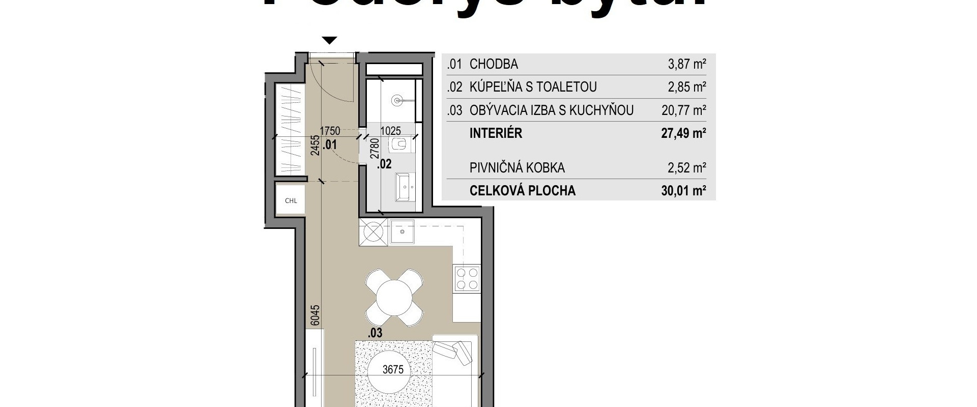 Nový 1-izbový byt Žilina – Zelené Vlčince, komplet zariadený