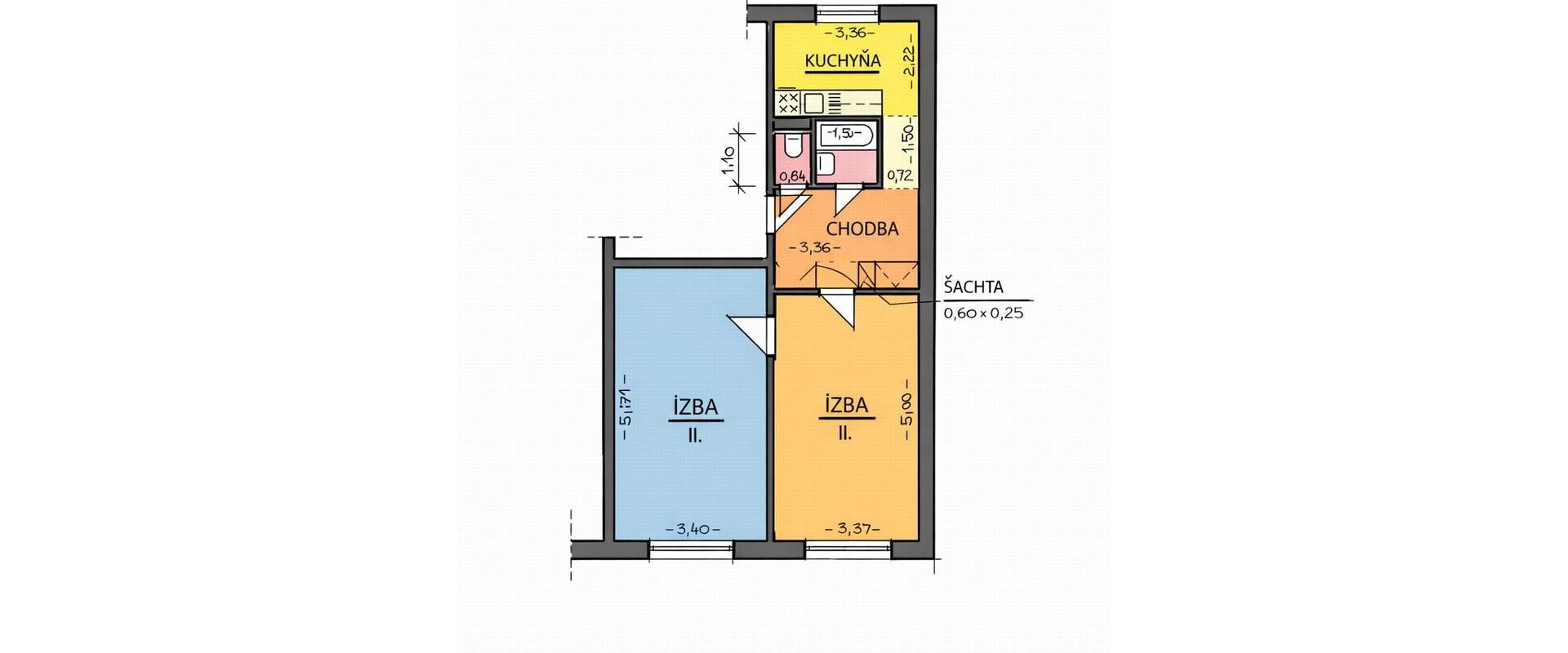 2-izbový moderný, útulný byt s výmerou 54,4 m² v Žiline.