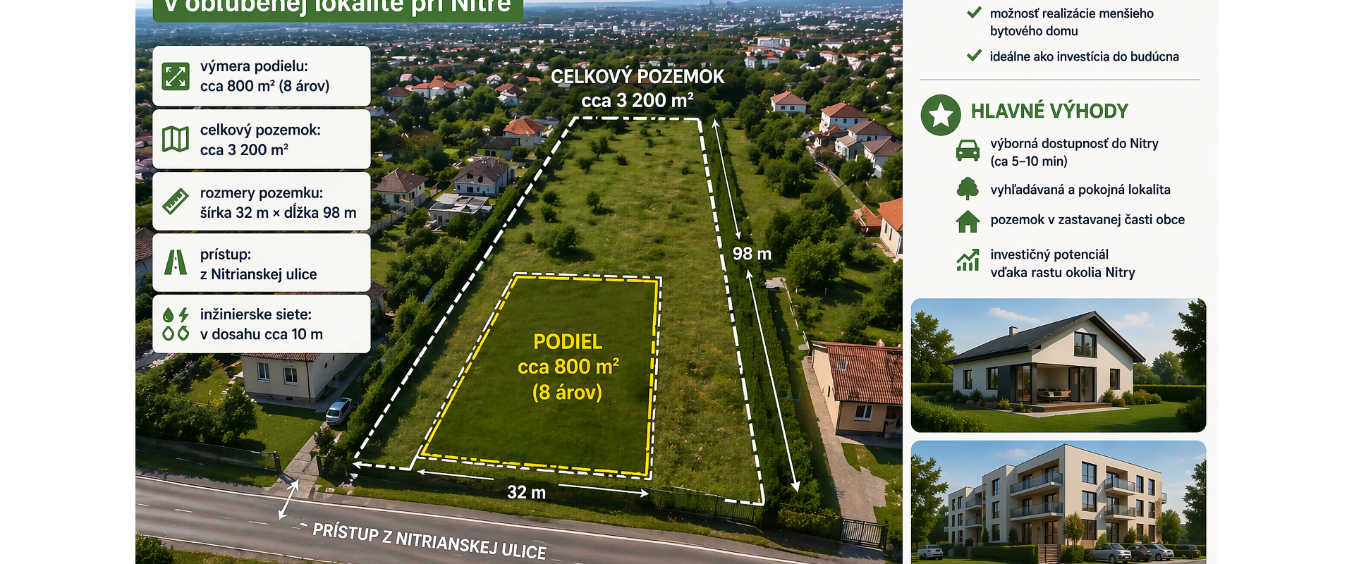 INVESTIČNÁ PRÍLEŽITOSŤ PRI NITRE– STAVEBNÝ POZEMOK ČECHYNCE