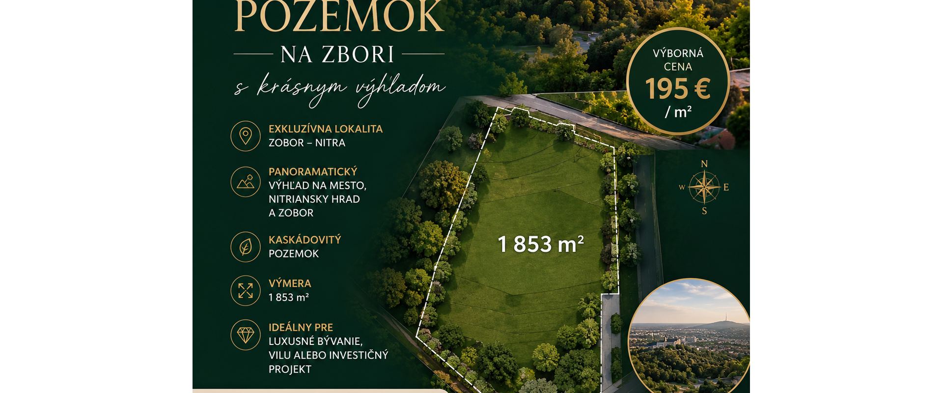 Exkluzívny stavebný pozemok Zobor top vyhľadávaná lokalita!
