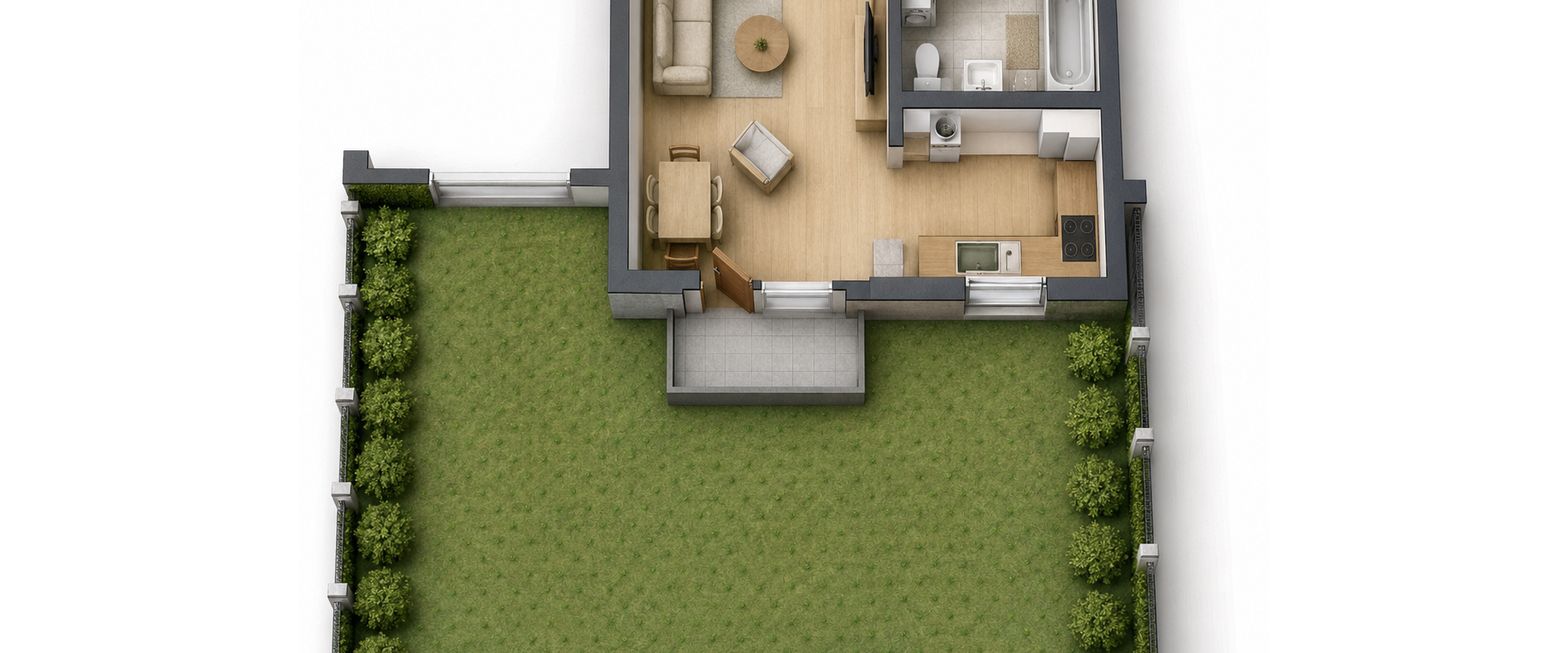 1-izbový byt so záhradou 87 m² | Dvorníky