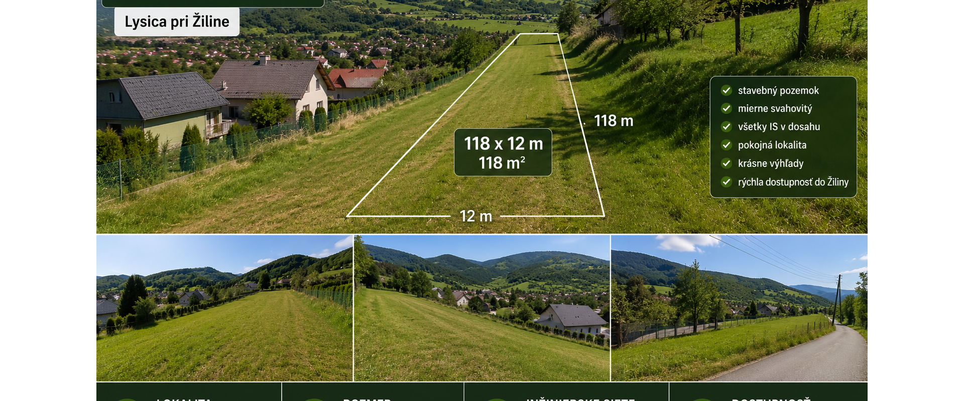 🏡 STAVEBNÝ POZEMOK NA PREDAJ – LYSICA PRI ŽILINE