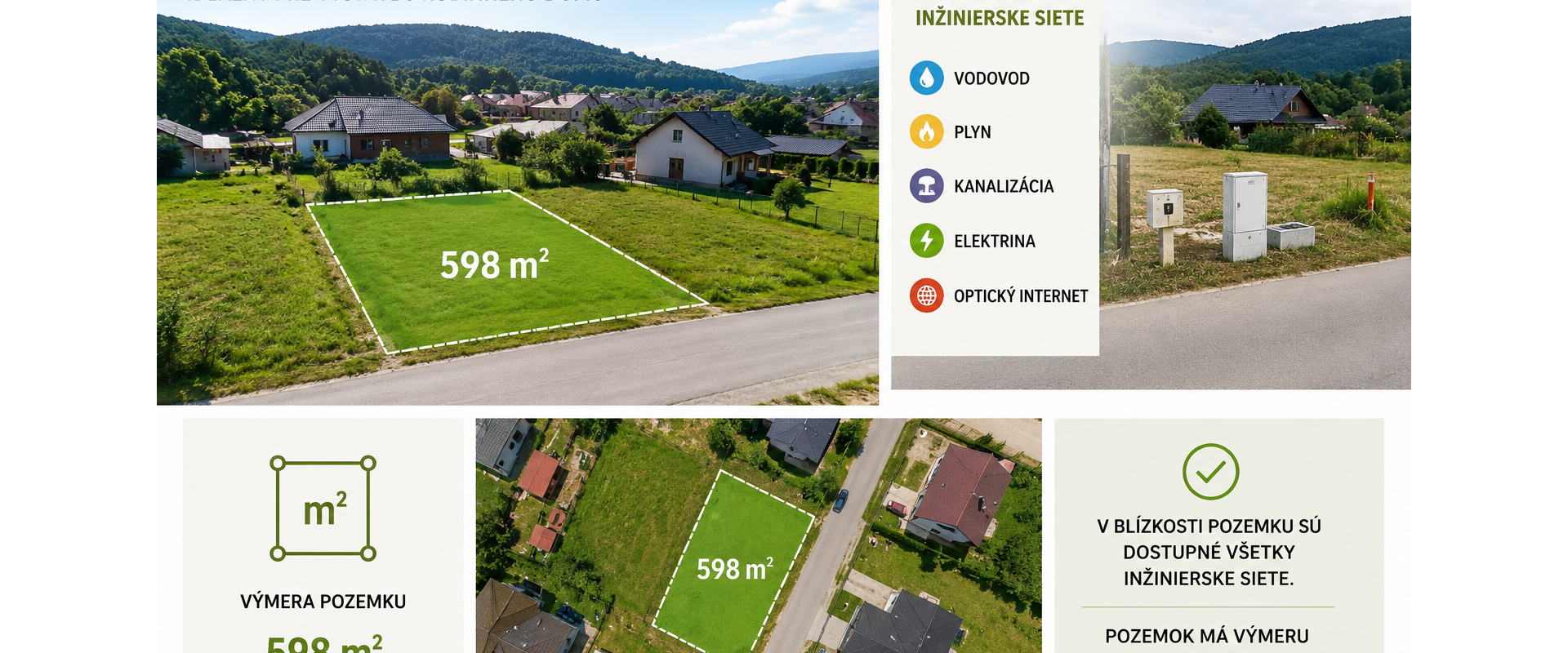 POZEMOK vhodný na výstavbu NA PREDAJ– 598 m² v obci Porúbka.