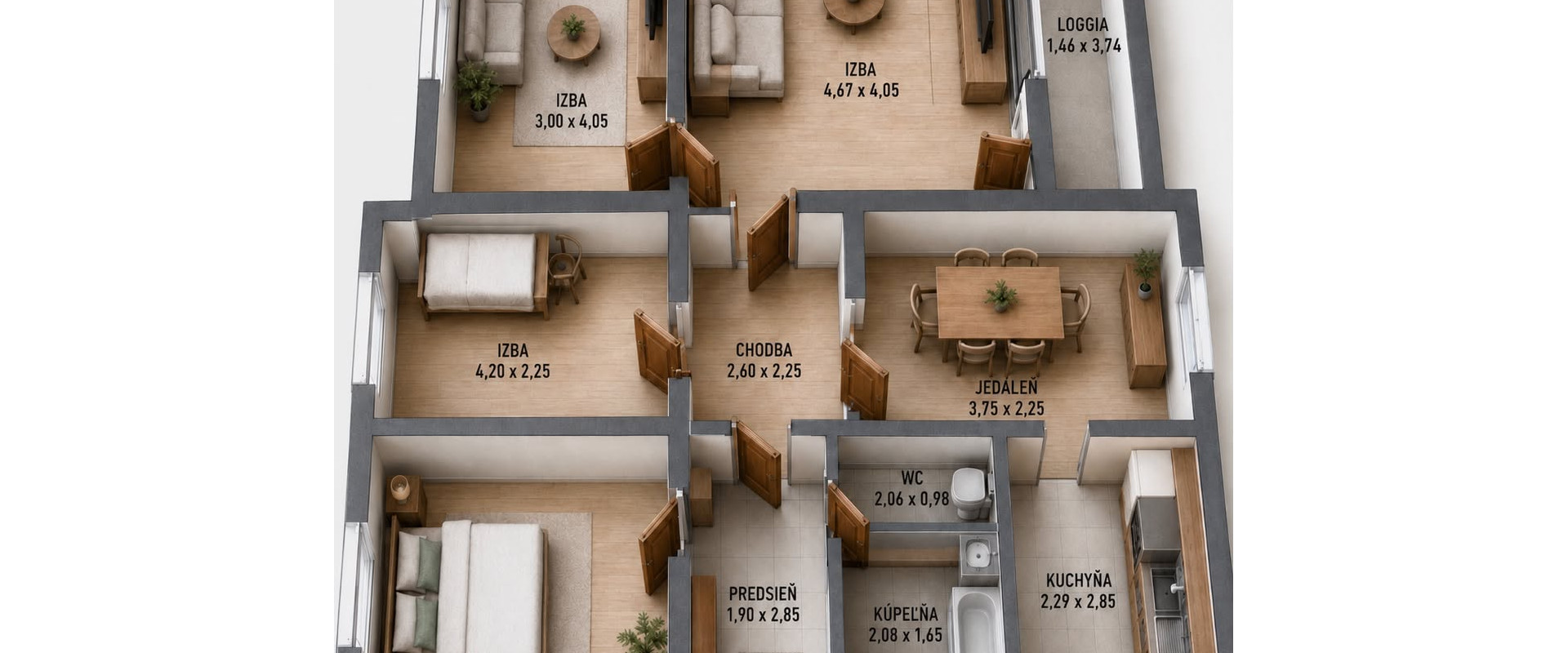 4 izbový byt, 92 m2, lodžia, Prešov-ul. Mirka Nešpora