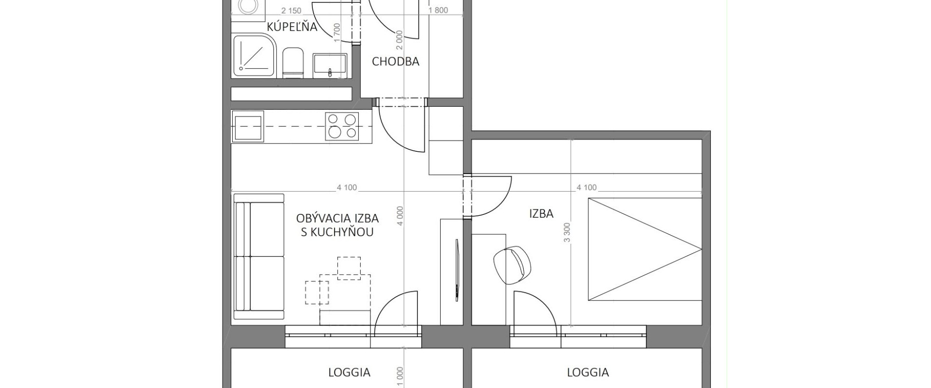 Priestranná dvojgarsónka s výhľadom na zeleň