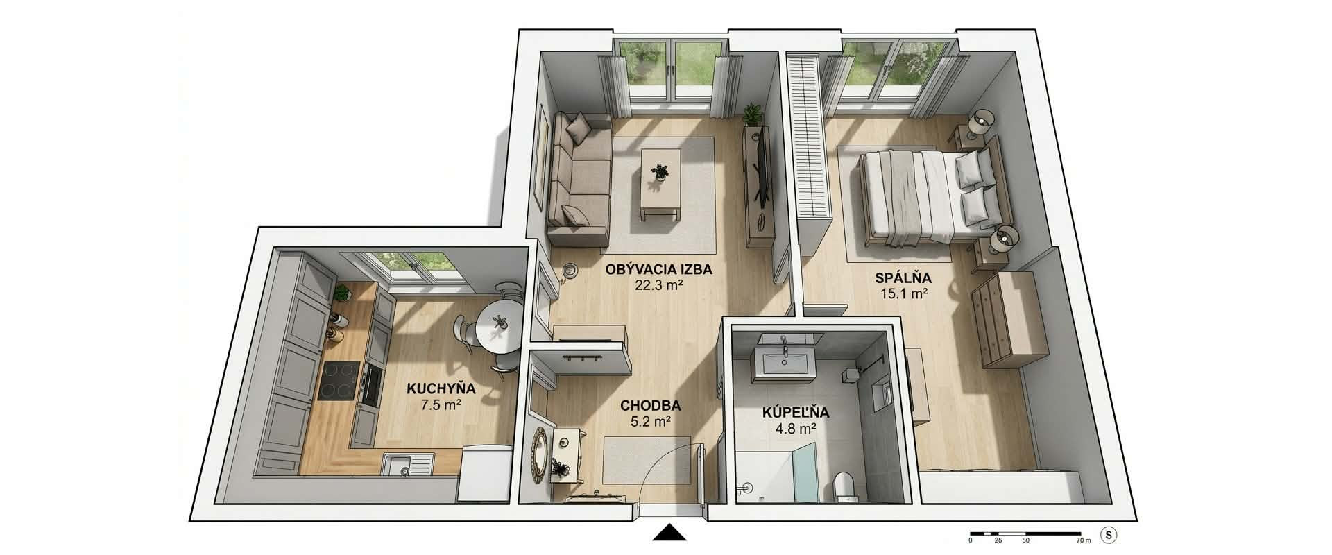 Kompletne zrekonštruovaný 2-izbový byt – Bratislava