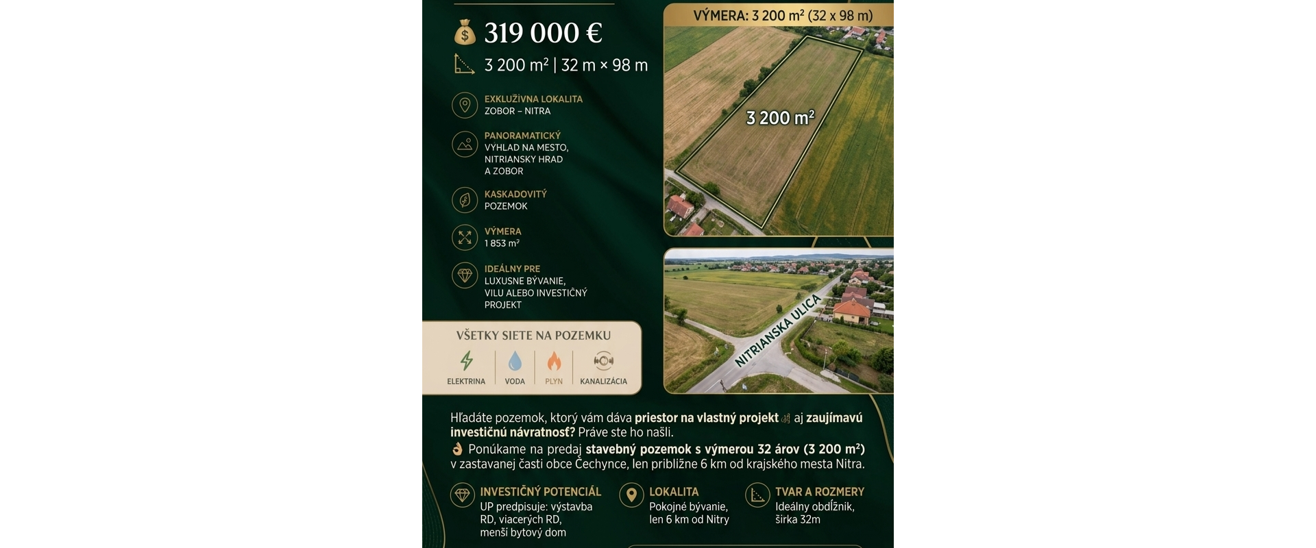 3200 m² POZEMOK|ČECHYNCE PRI NITRE | INVESTIČNÁ PRÍLEŽITOSŤ