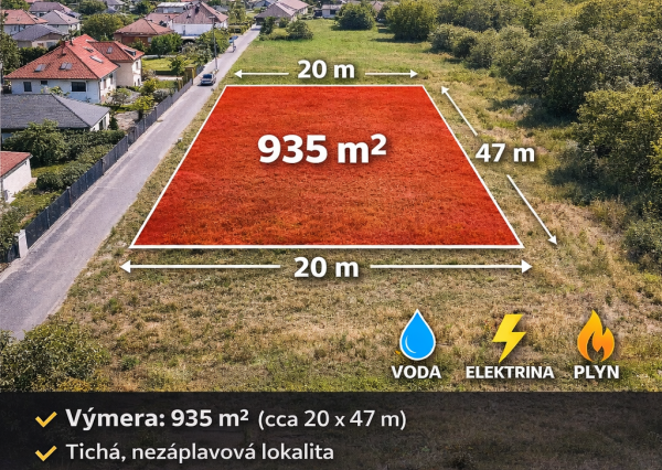 Stavebný pozemok v Janíkovciach, 149.000€, 935m2, 20x47m