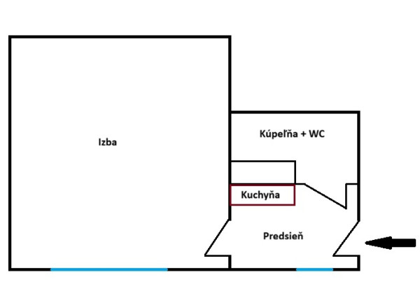 Na predaj 1-izbový byt v pôvodnom stave – Košice-Západ, Terasa, Ľudová ulica