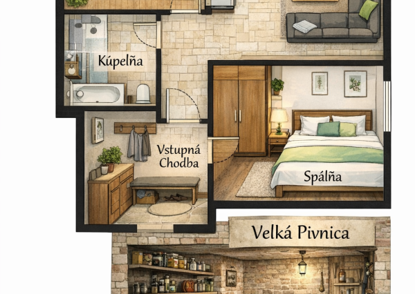 2-izbový byt predaj Nitra, Mostná, nádvorie, top lokalita