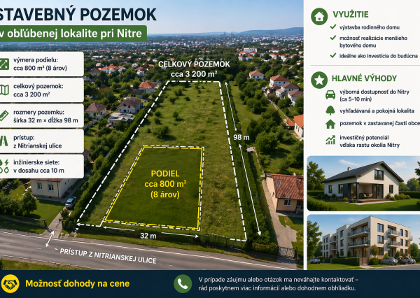 INVESTIČNÁ PRÍLEŽITOSŤ PRI NITRE– STAVEBNÝ POZEMOK ČECHYNCE