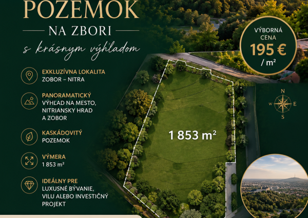 Exkluzívny stavebný pozemok Zobor top vyhľadávaná lokalita!