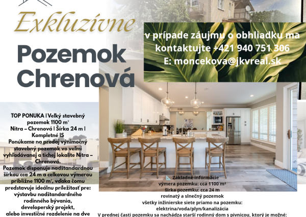 TOP PONUKA:Veľký stavebný pozemok v elitnej lokalite Chrenová