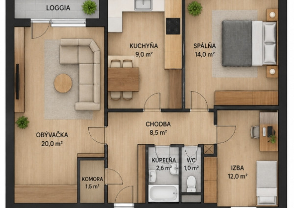 Na predaj: Priestranný 3-izbový byt – Spišská Nová Ves