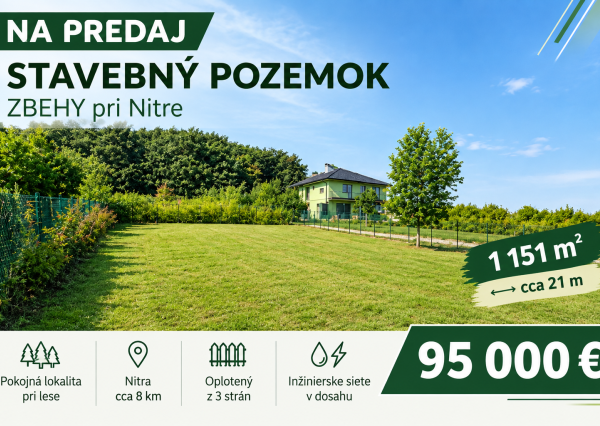 🌿 STAVEBNÝ POZEMOK ZBEHY – LEN 8 KM OD NITRY